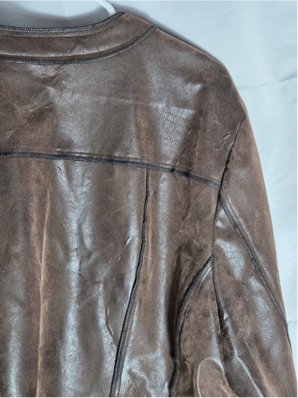 Women's Ruby Rd. Brown Faux Leather Jacket 16 bikercore sexy western cowgirl - Picture 8 of 8